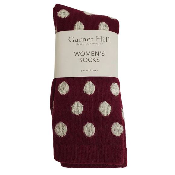 New Garnet Hill Dot Socks 9-11 Warm Cozy Cashmere Blend Crew Port Holiday Gift - Picture 6 of 6